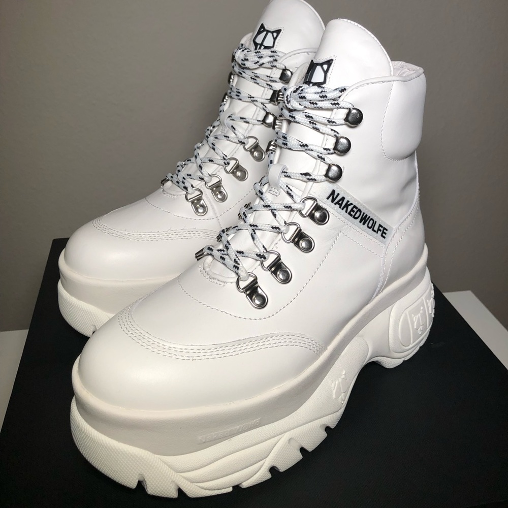 Naked Wolfe white leather boot